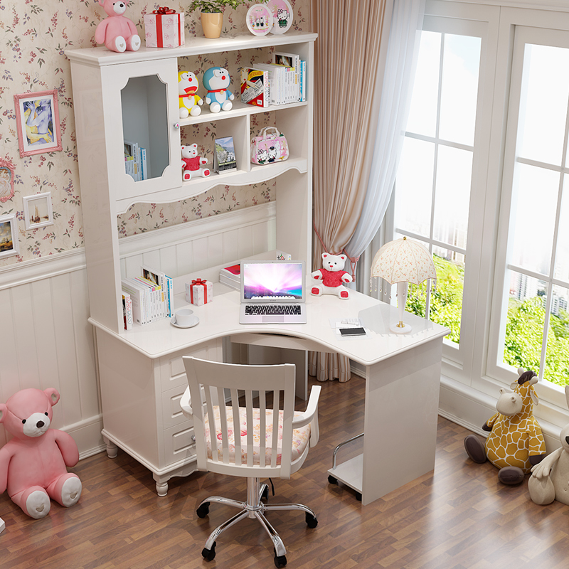 莱柯檑 韩式直角书桌 转角书桌书架组合家用直角儿童现代简约卧室多