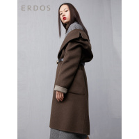 ERDOS 新款通勤简约女士羊绒大衣中长款毛呢外套可拆卸领