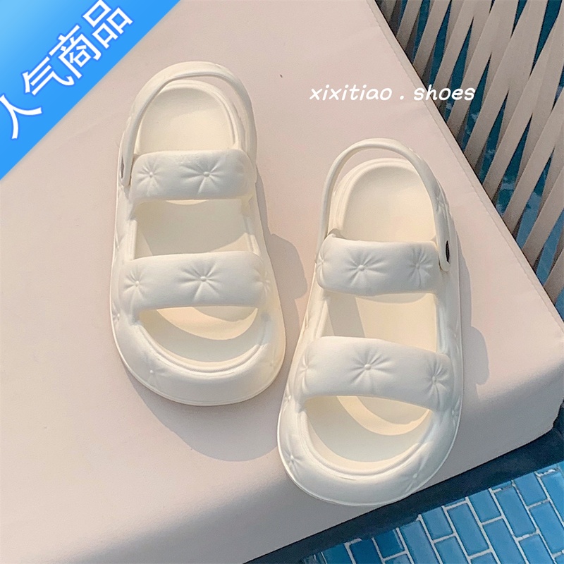 SUNTEK 踩屎感eva厚底双带凉鞋女夏季外穿时尚百搭防滑两穿凉拖鞋