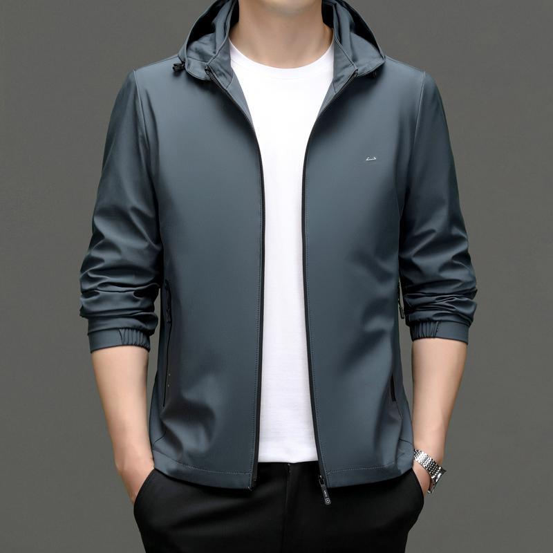 恒源祥春秋新款男装服饰带帽中青年外套男士夹克茄克休闲大码外穿上