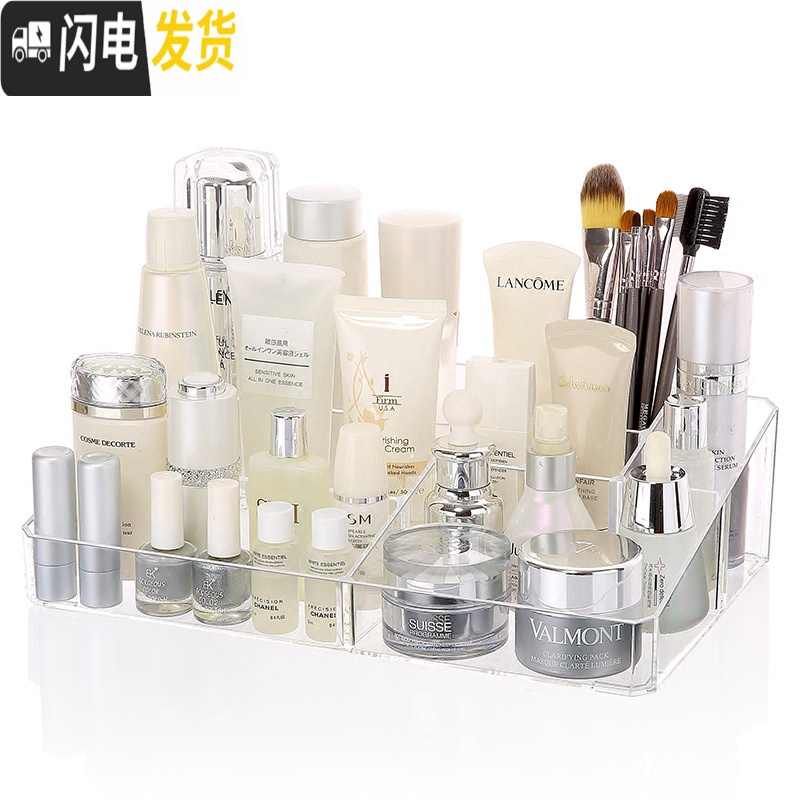 三维工匠化妆品收纳盒透明桌面收纳盒塑料口红护肤品梳妆台整理盒高清大图