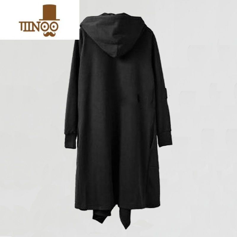 YANXU潮牌暗黑系卫衣男中长款过膝大码风衣连帽巫师袍披风斗篷外套高清大图