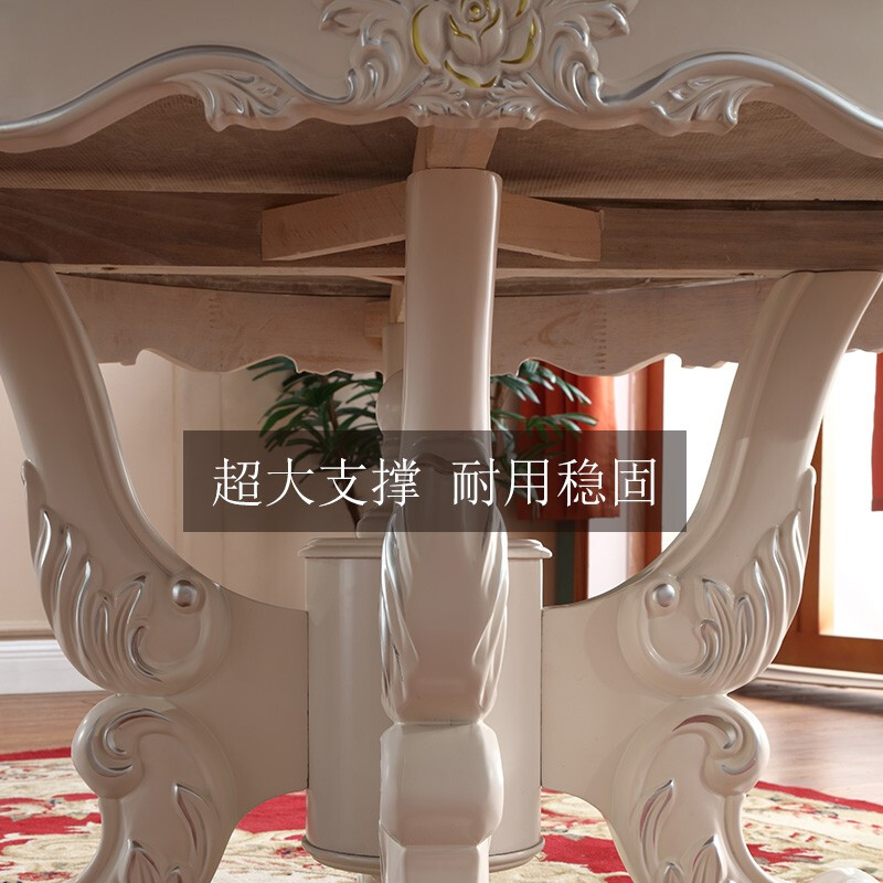 欧式圆形大理石餐桌家用饭桌全实木法式轻奢餐台小户型餐桌椅组合 1.5米餐桌一桌六椅其他结构