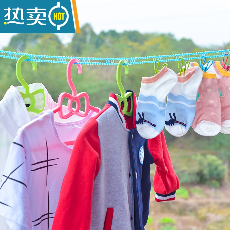 敬平加粗晾衣绳室内户外旅行免打孔防风防滑凉挂晒衣服绳子被子的器 绿色8米〖升级加粗〗高清大图