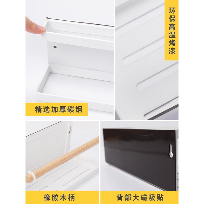 磁吸厨房纸巾挂架免打孔冰箱侧面置物架铁卷纸用纸架保鲜膜收纳架收纳层架 三维工匠高清大图
