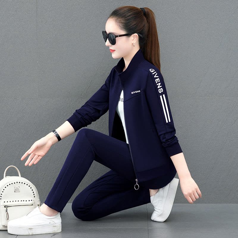 运动套装女春秋2022新款女装时尚休闲卫衣三件套韩版户外跑步服团购外套图片