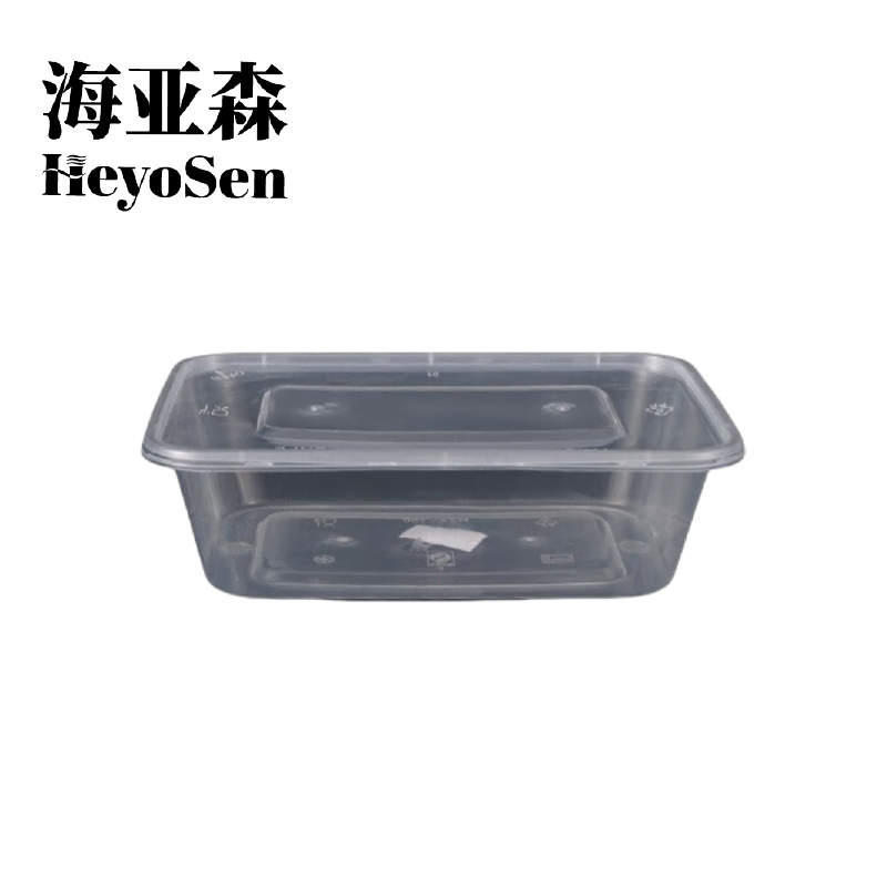海亚森 M6014 MAX带盖一次性方形塑料餐盒750ml 1个/套 150套/箱(计价单位:箱)透明色高清大图
