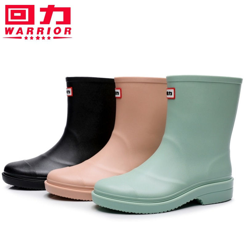 上海回力短筒女士雨鞋成人水鞋防水防滑雨靴胶鞋套鞋加绒加厚- -- -磨砂黑（单鞋款）- -39