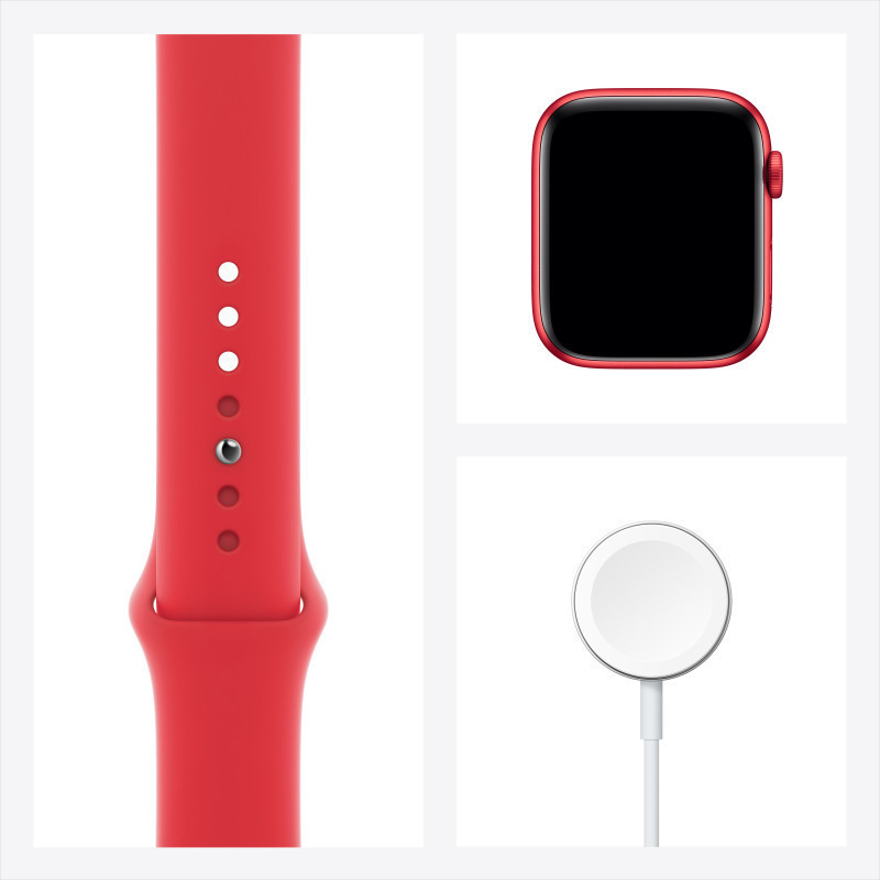 Apple Watch Series 6 44毫米 蜂窝版 红色铝金属表壳 红色运动表带 智能手表