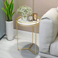 北欧沙发边几圆桌边柜迷你小茶几简约现代创意铁艺角几大理石圆几