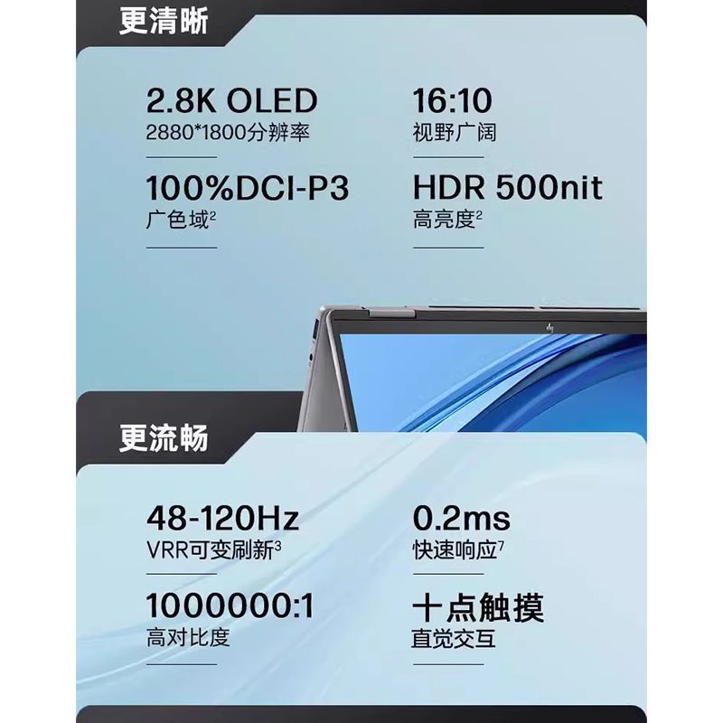 惠普Envy14 X360轻薄翻转触摸屏360°笔记本电脑R7-8840HS/32G/1TB/灰[14-fa0113AU](TPN-C173)