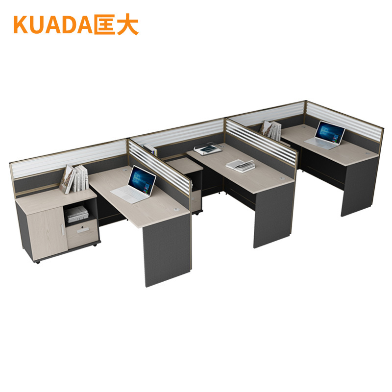 匡大板式屏风办公桌4.2米三人位简约现代职员桌KD-16L2057高清大图