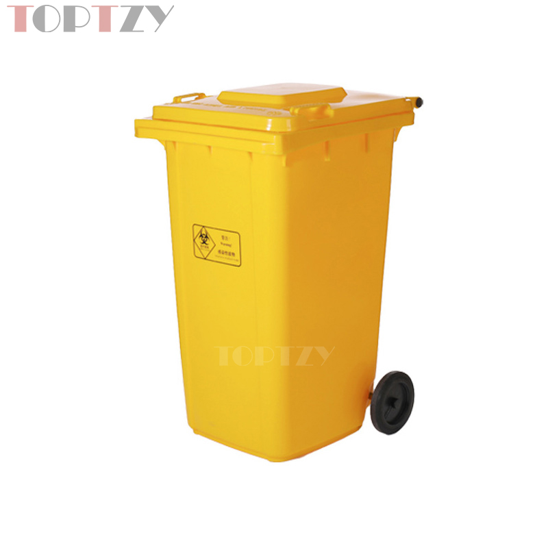 toptzy TZ4060422 医疗垃圾桶垃圾箱黄色带盖废物回收箱 240升挂车款高清大图