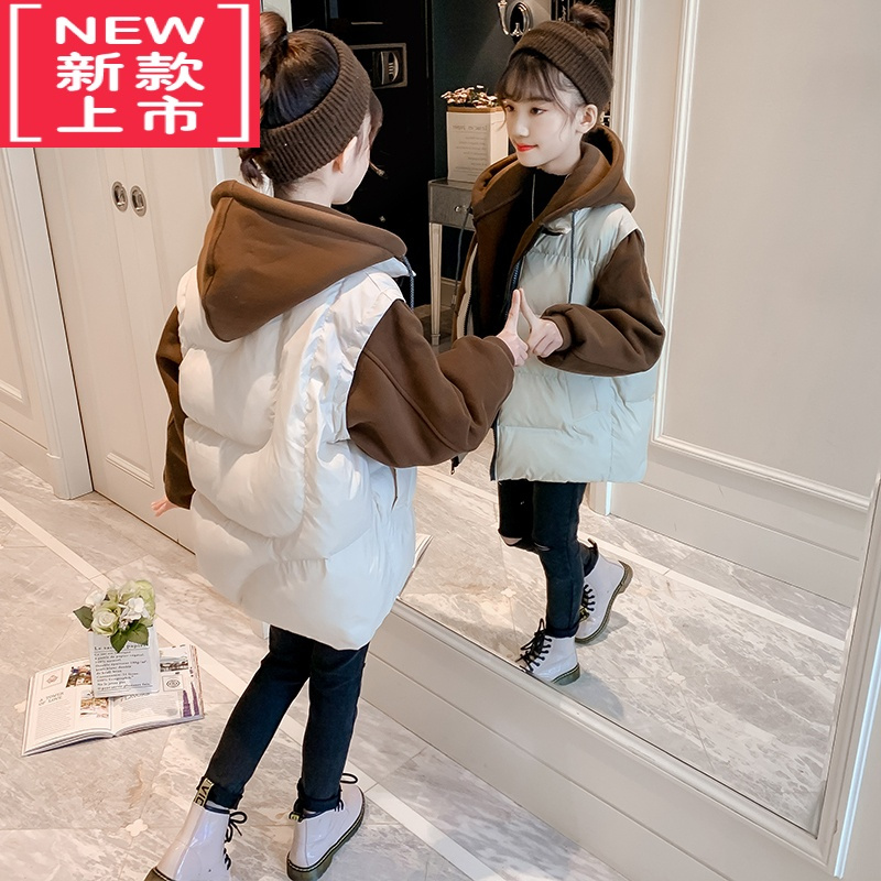 可莉允女童棉衣冬装2022新款儿童洋气加厚羽绒棉服小女孩中长款棉袄外套