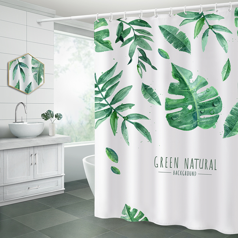 美帮汇北欧卫生间浴帘水加厚霉隔断帘浴室窗帘布厕所洗澡帘子 套装：帘+伸缩杆+送挂钩+精美绑绳 150宽*200高