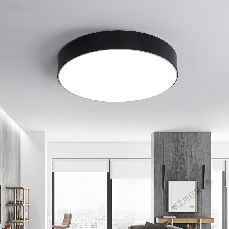 苏宁放心购 阳台灯现代/北欧/极简约圆形走廊路灯led吸顶灯创意个性家用北欧过道灯饰饭店网红灯具 黑框23cm-12W