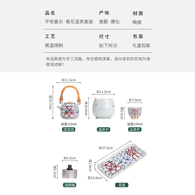 苏氏陶瓷/SUSHI CERAMICS J1080 平安喜乐青花温茶套装 (单位:套)高清大图