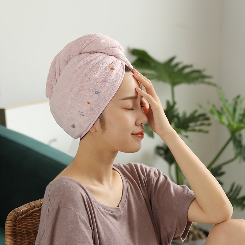 干发帽女吸水速干帽包头巾洗头发的毛巾浴帽可爱干发巾|脏粉色[元素]