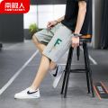 南极人夏季短裤男外穿潮流百搭新款五分裤沙滩裤休闲短裤男直筒裤_789 L（105-120斤） HHS233-浅灰-