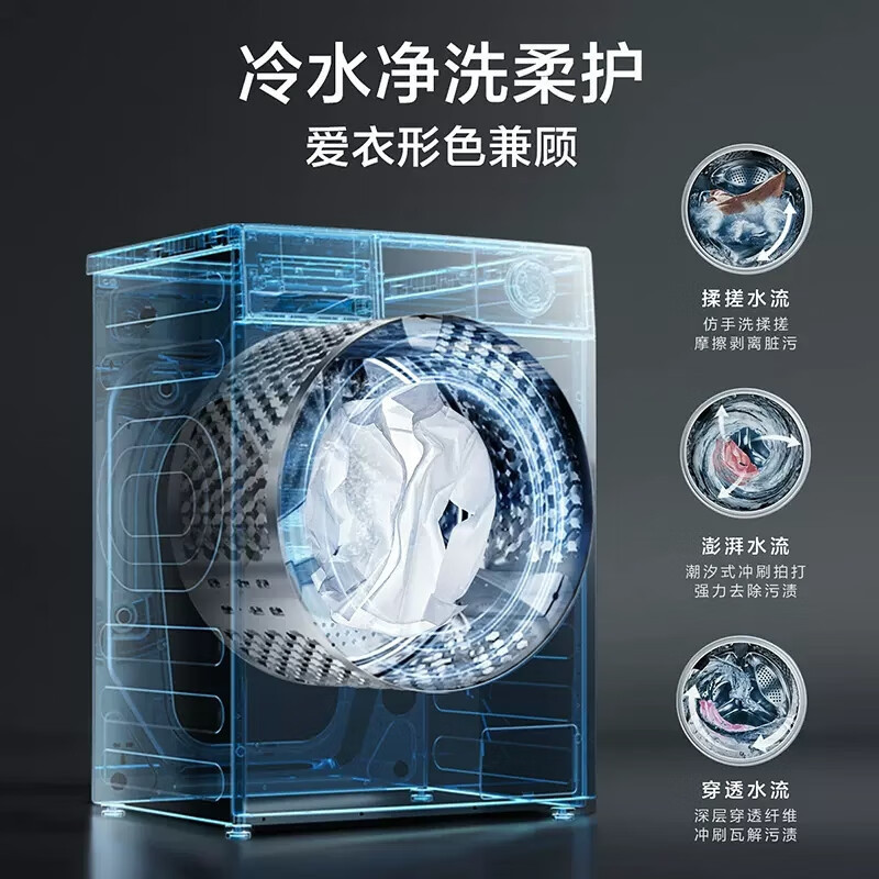 小天鹅(LittleSwan)小乌梅 滚筒洗衣机10KG水魔方防缠绕智能投放大筒径 [洗烘一体]TD100SC81