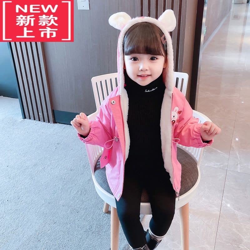 可莉允女童加绒外套秋冬新款加厚中长款棉衣女宝宝冬季棉服派克服小童潮图片