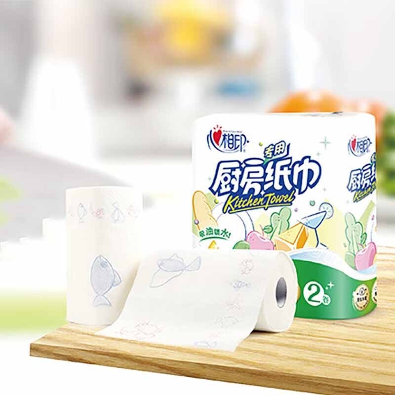 心相印卷纸厨房用纸吸油纸巾无香型食品接触级75节*8卷KT102