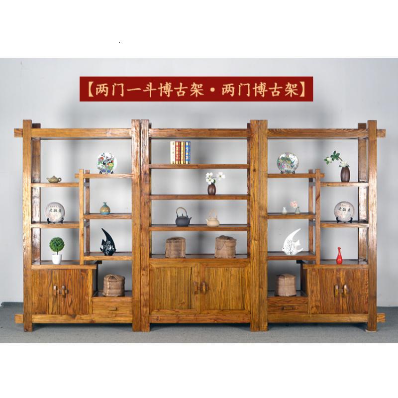 BONJEAN老榆木博古架实木中式玄关柜隔断茶叶架子置物货架书架古董展示柜
