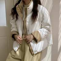 冬季新款时尚立领棉衣百搭面包服短款棉袄小个子棉服外套 S 白色