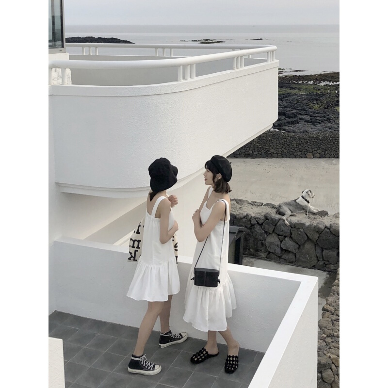 极简主义带裙棉麻连衣裙女夏2018新款裙子仙女裙闺蜜装sukol裙