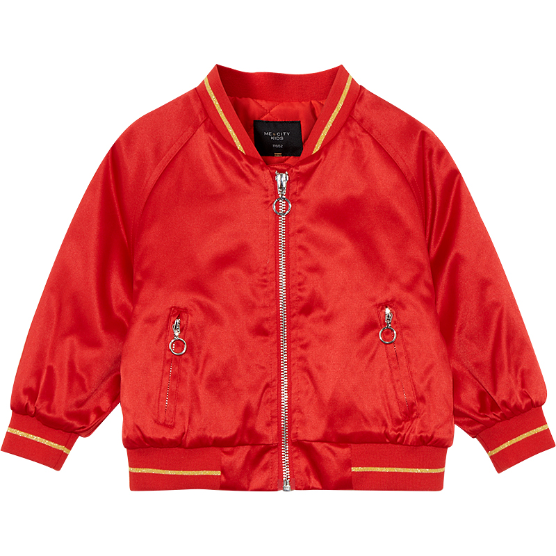 [2件2折价:41]米喜迪mecity童装女童棉服嘴唇双翻珠片棒球领棉服高清大图
