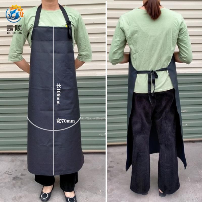 防水防油厨房家用男女款围裙杀鱼水产劳保罩衣工作服背心围腰水衣 黑色[挂脖可以调节]