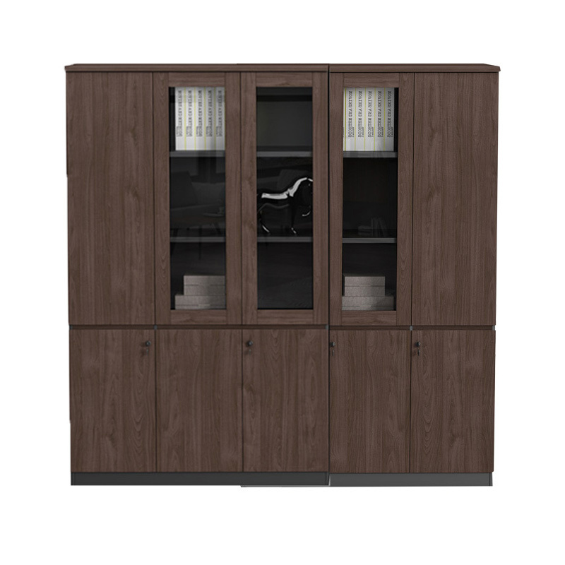 西泰板式文件柜2.0米文件柜五门办公室储物柜 胡桃色