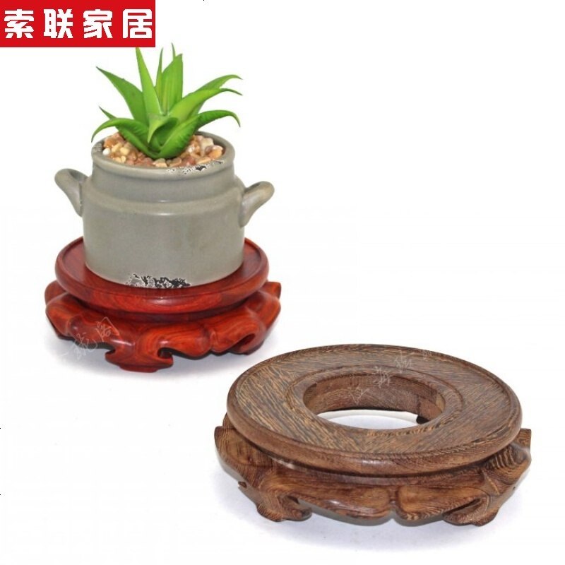 红木圆形底座 奇石头鱼缸架花瓶盆景陶瓷葫芦水晶球摆件实木木托