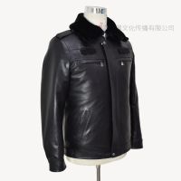 举翼王子男士皮衣夹克外套保安执勤服真皮皮衣物业安防制服山羊皮加厚保暖_632 108 175