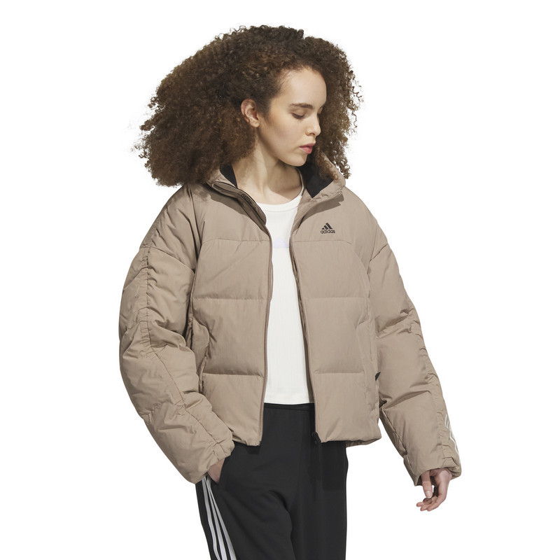 adidas立领运动休闲户外保暖羽绒服女款棕色il8939