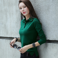 2018秋季上衣长袖女带领打底衫韩版显瘦大码胖mm女士衣服