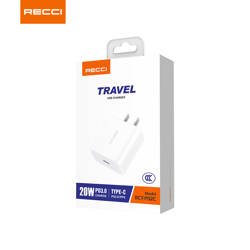 锐思(Recci)RCT-P02C旅行充头插头大功率支持PD20W可用于苹果全系列 白色