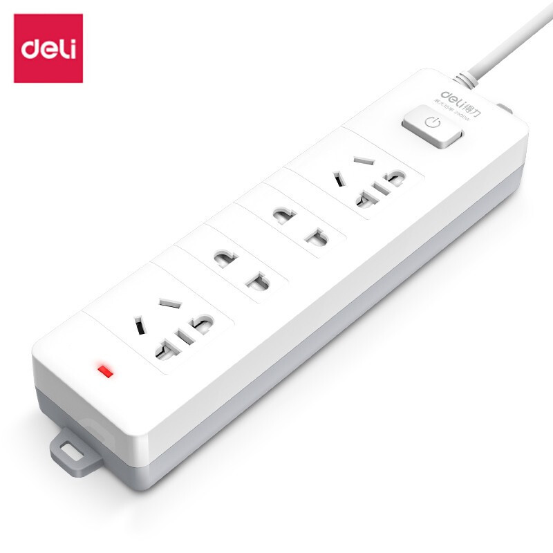 得力 18163-02插座_4组合孔2米_PVC袋装(白)(只)高清大图