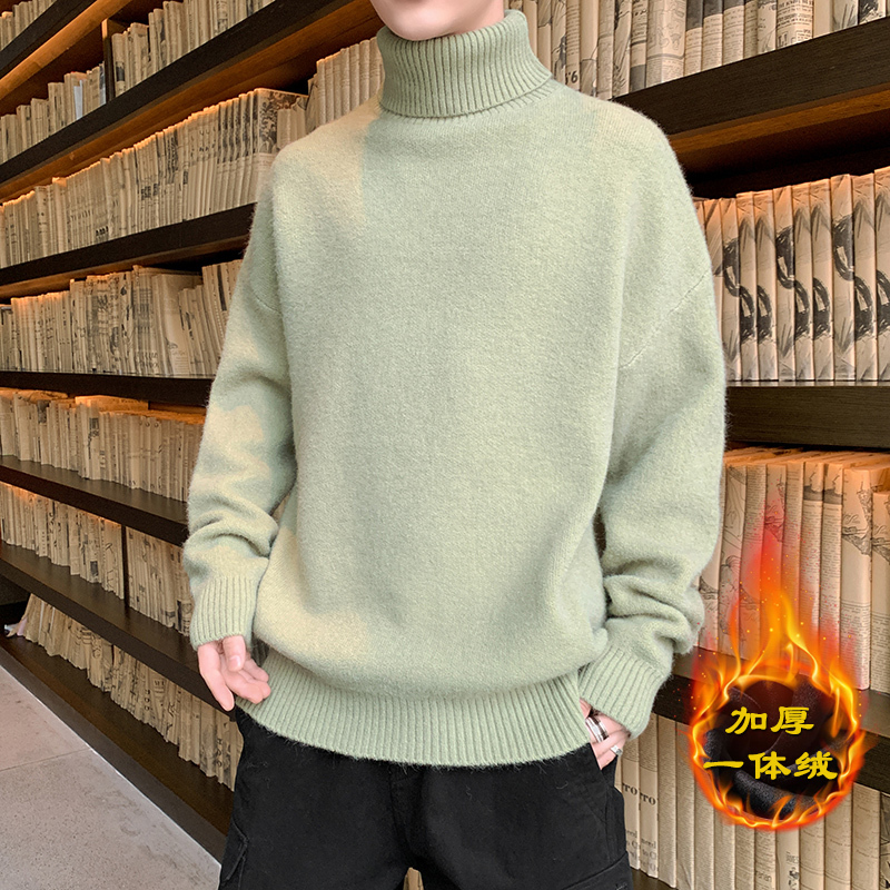 BaLuoShang高领毛衣男生宽松韩版加厚冬季青少年学生打底针织衫潮流厚款线衣毛衣