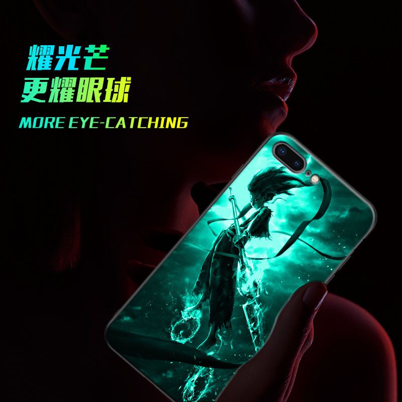 新款苹果8 8plus 7 7P 6 6P手机壳佐助iPhone X XR 11夜光玻璃壳 哪吒闹海[新款夜光]送挂绳