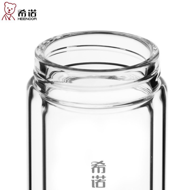 希诺XN-6512双层玻璃杯高档高硼硅材质水晶杯 茶杯夏季水杯子办公杯370ML