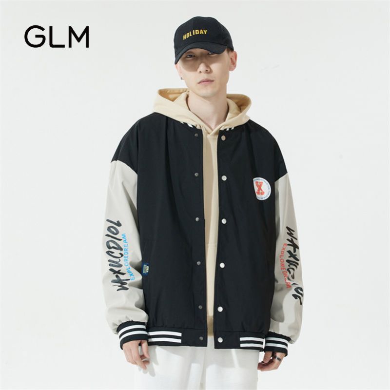 集团品牌glm棒球服男春季新款潮流百搭上衣休闲宽松情侣外套视频