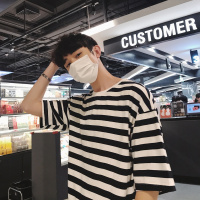 春夏条纹体恤韩版时尚小衫男装上衣服短袖T恤男士潮打底衫圆领T恤