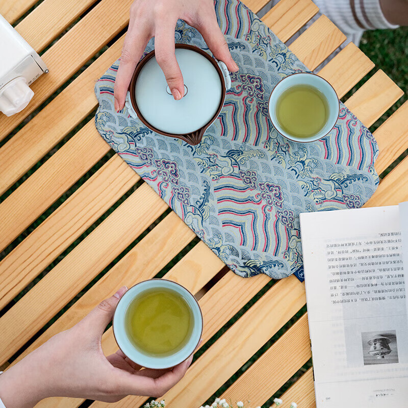 万仟堂(EDENUS) 旅行茶具 快客杯 陶瓷功夫茶具 带便携包 称心如意·易泡壶 粉青釉 一壶2杯 140cc/套高清大图