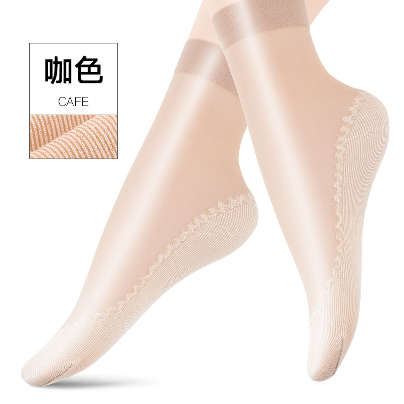 浪莎女士短丝袜夏季超薄款防勾丝2025年春夏肤色棉底防滑水晶袜子