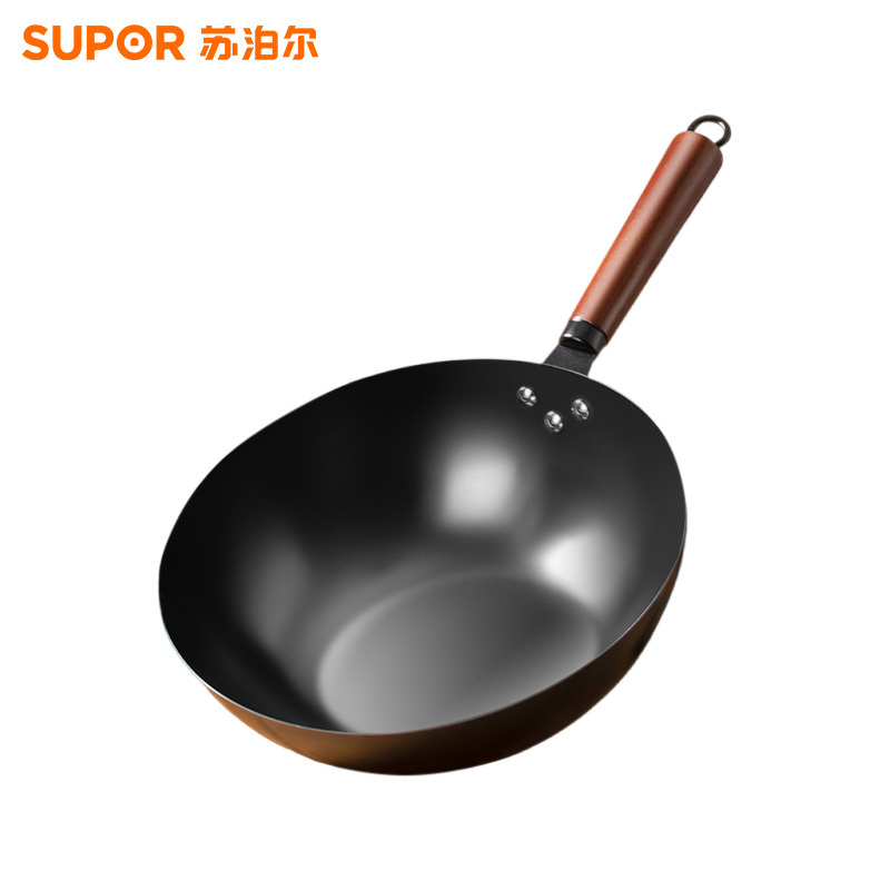 苏泊尔(SUPOR)精铁锅家用炒锅燃气灶电磁炉电陶炉通用平底炒菜锅 无盖 赠锅铲 34cmFC34AJ1