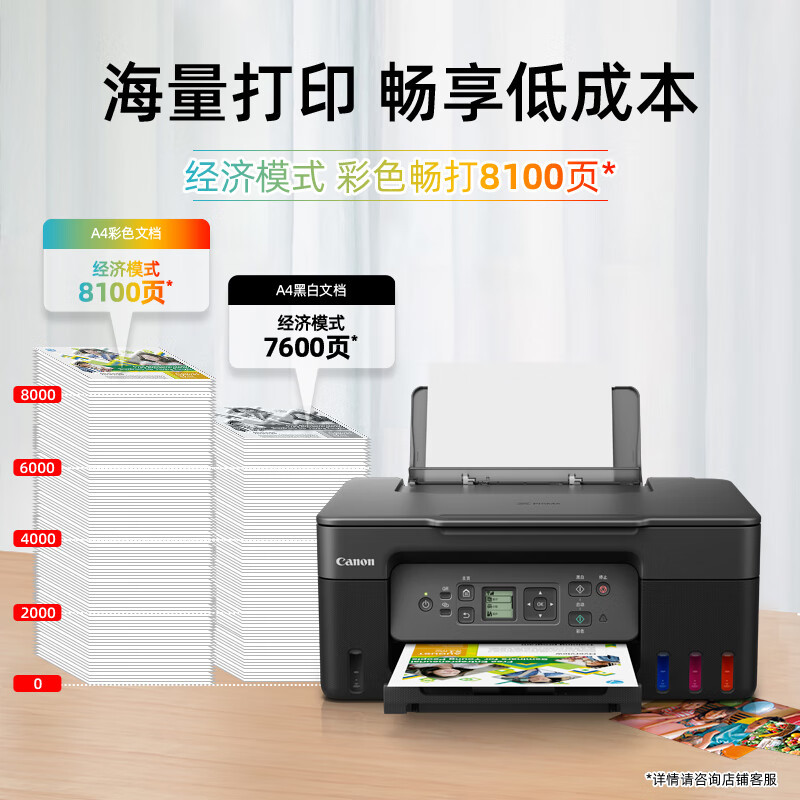 佳能G3870/3871/3872彩色照片打印机家用大容量连供无线小型打印复印一体机G3870黑色款无线远程打印复印扫描