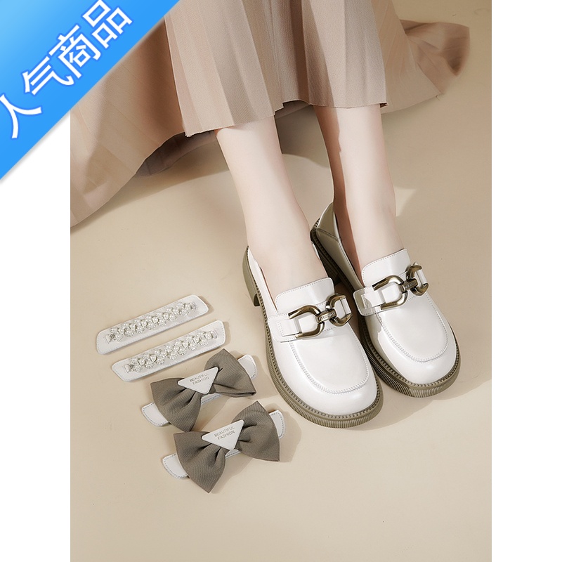 SUNTEK一鞋三穿女鞋乐福鞋春新款中跟单鞋女软底一脚蹬英伦风小皮鞋高清大图