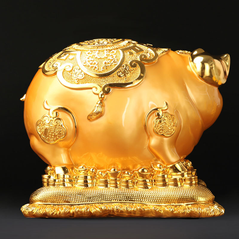 添福运 树脂摆件工艺品家居客酒柜装饰品玄关客厅生肖金猪存钱罐摆件办公室装饰店铺装饰开业礼品乔迁礼品收银台装饰品金猪存钱罐高清大图