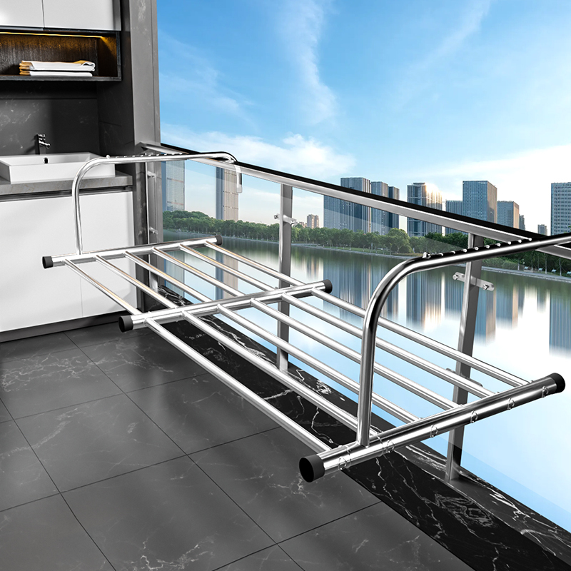 [可伸缩60-106cm]阳台晾衣架窗户窗台防护栏晾鞋架窗外凉晒鞋子防盗窗